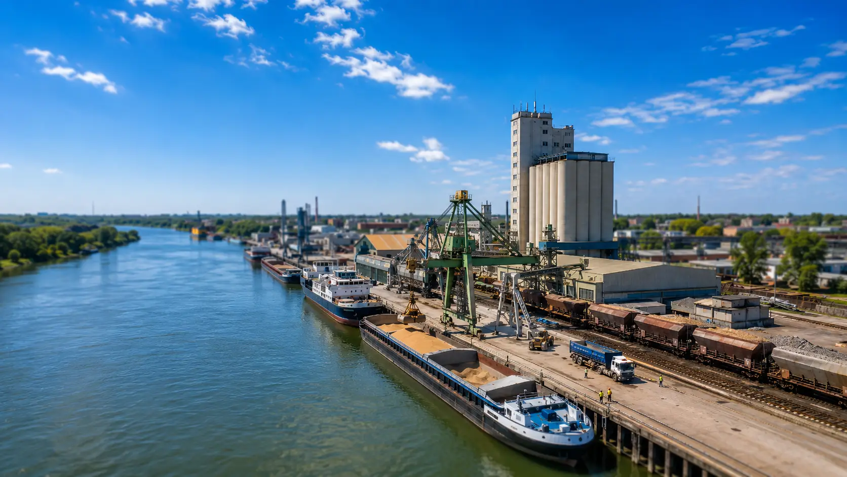 Binnenhafen der Unternehmensgruppe Rhein-Umschlag seit 1924